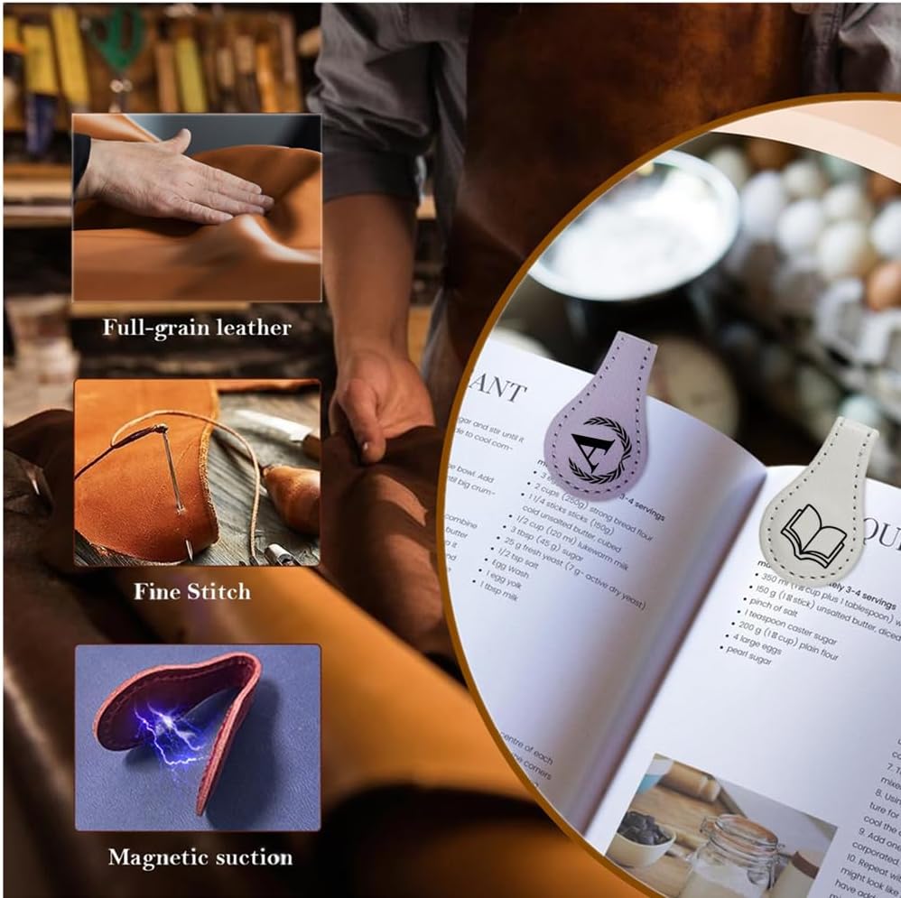 Personlized Magnetic Leather Bookmarks with Initials, Customized Book Marks Clip 26 Letters Bookmark for Reading Women, Men, Kids,Cute Book Markers Meaningful Gift for Book Lovers (Purple, T)