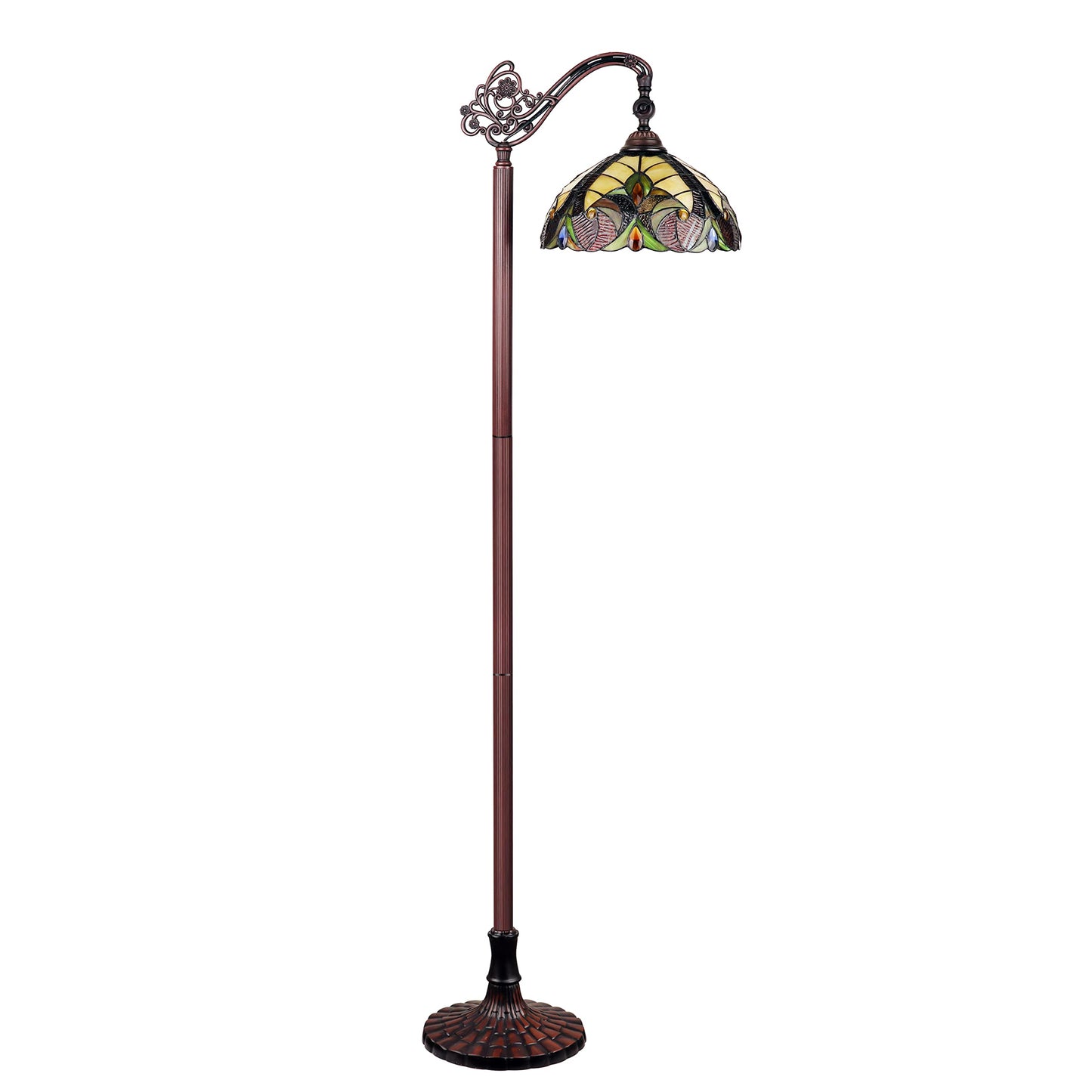 Chloe Lighting Adia Victorian Floor Lamp, 1-Light, Dark Bronze, Glass Shade, 11in Multicolor, Model CH38632AV11-RF1