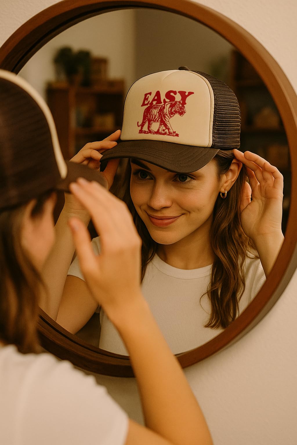 Funky Junque Foam Snapback Trucker Hat - Easy Tiger - Brown/Beige