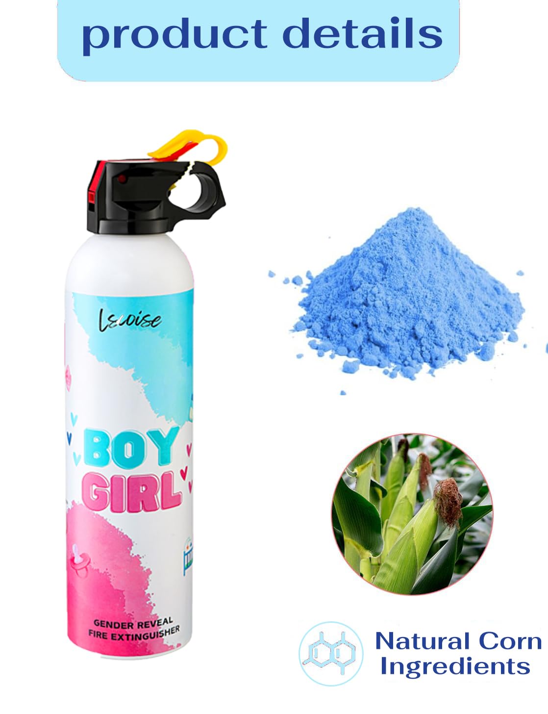 Gender Reveal Fire Extinguisher Set for Newborn Baby, 4Pcs Blue Gender Reveal Smoke Bombs, 100% Biodegradable Color Blaster for Cool Gender Reveal Ideas, Confetti Power Cannon Shooter Party Supplies