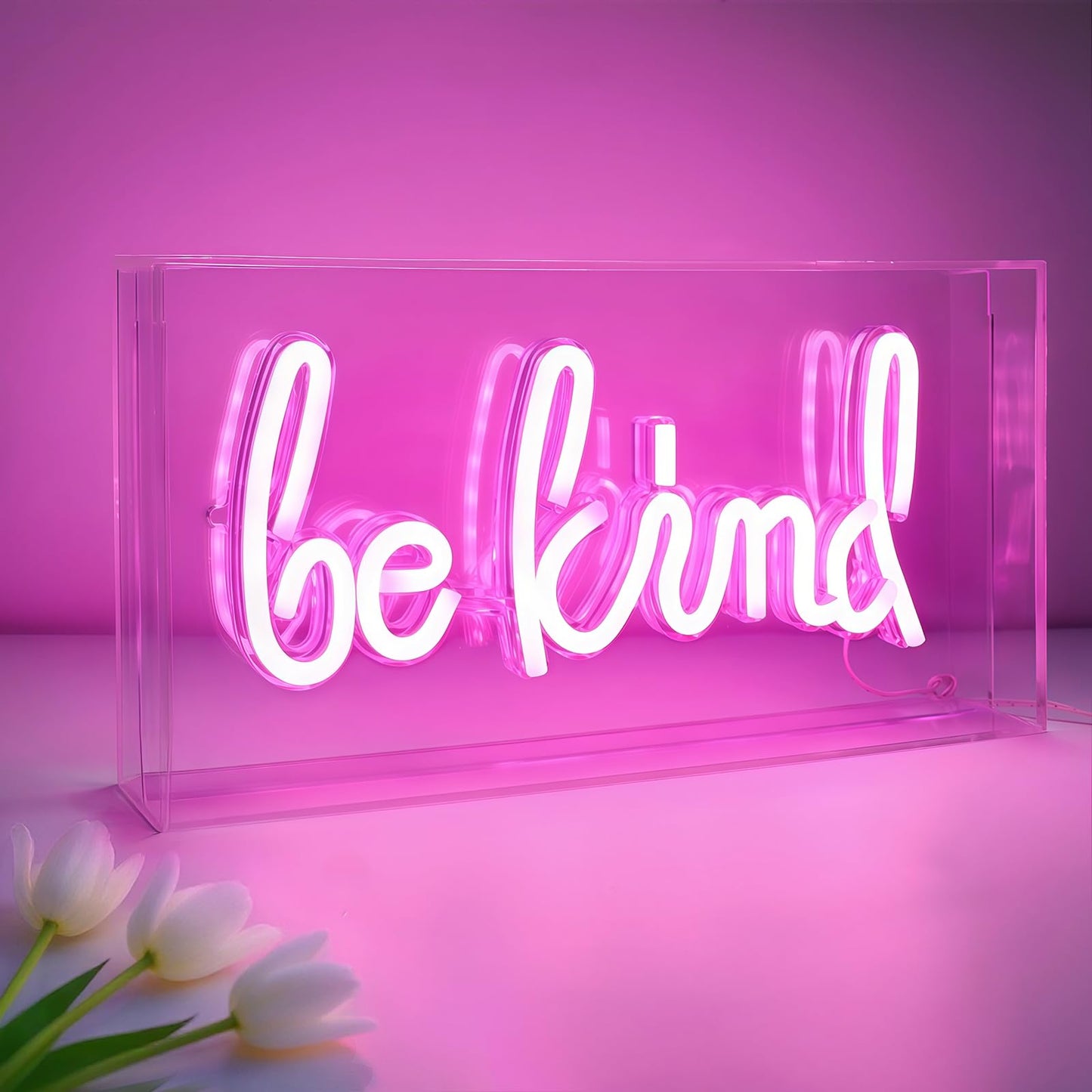 HOSITARK Be Kind Neon Sign Desk Lightbox USB LED Acrylic Pink Model HTK-Be Kind-Pink
