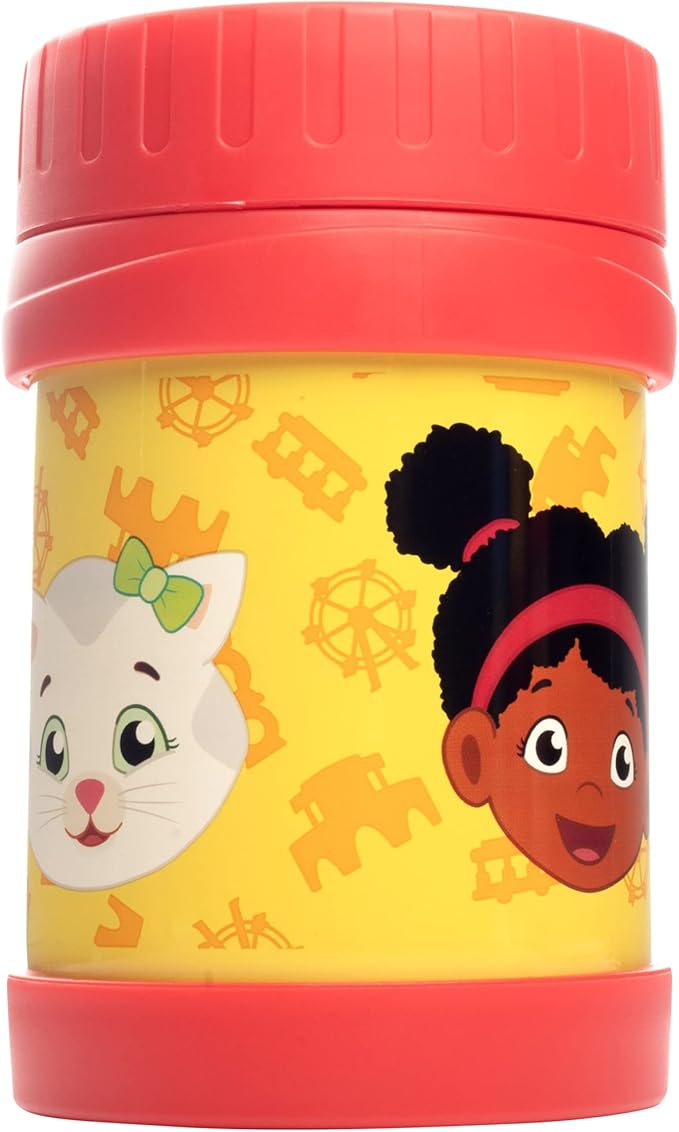 Daniel Tiger's Neighborhood Stainless Steel 13 oz Food Jar for Kids, Red -Double Wall Insulated, Leak-Proof thermos Jar Keeps Liquids & Food Hot or Cold for Hours-Fits Inside All Lunch Boxes & Bags