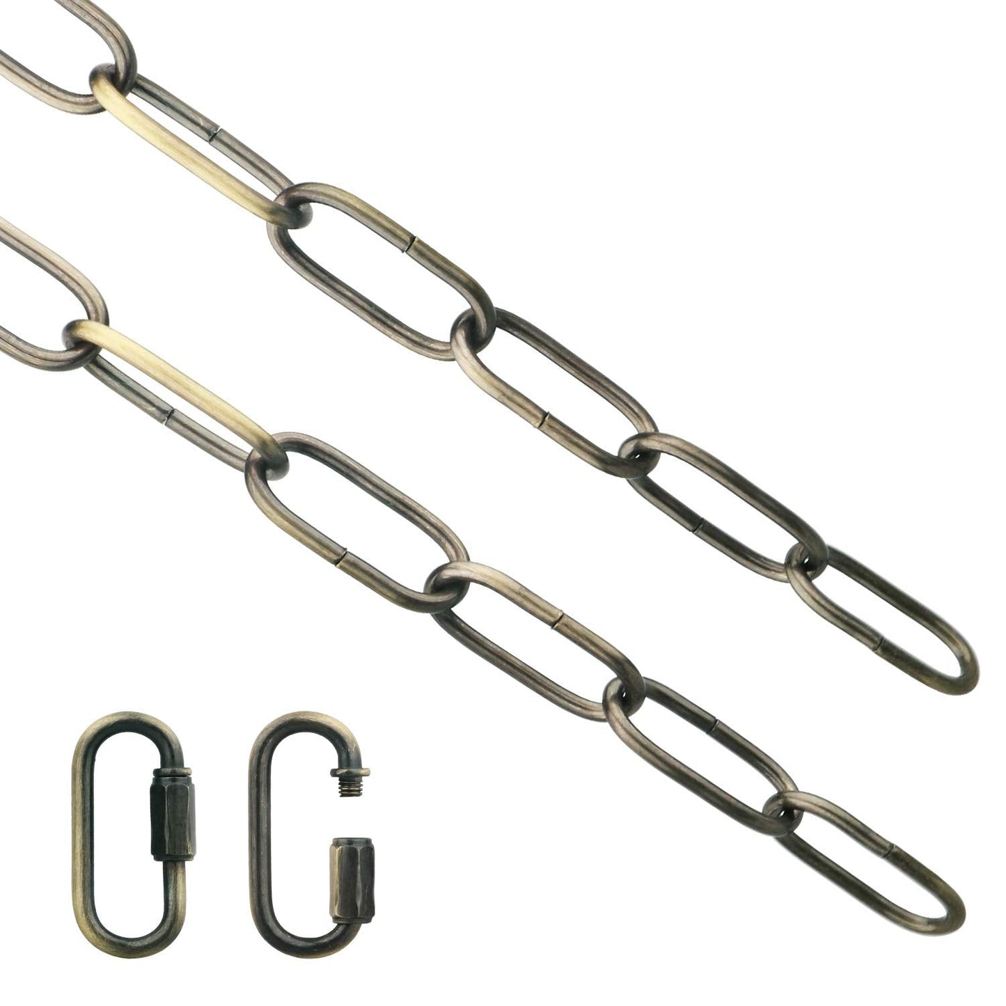 Helunsi Bronze Chandelier Chain - 6Ft Heavy Duty Iron Light Fixture Extension With Connection Link Lock