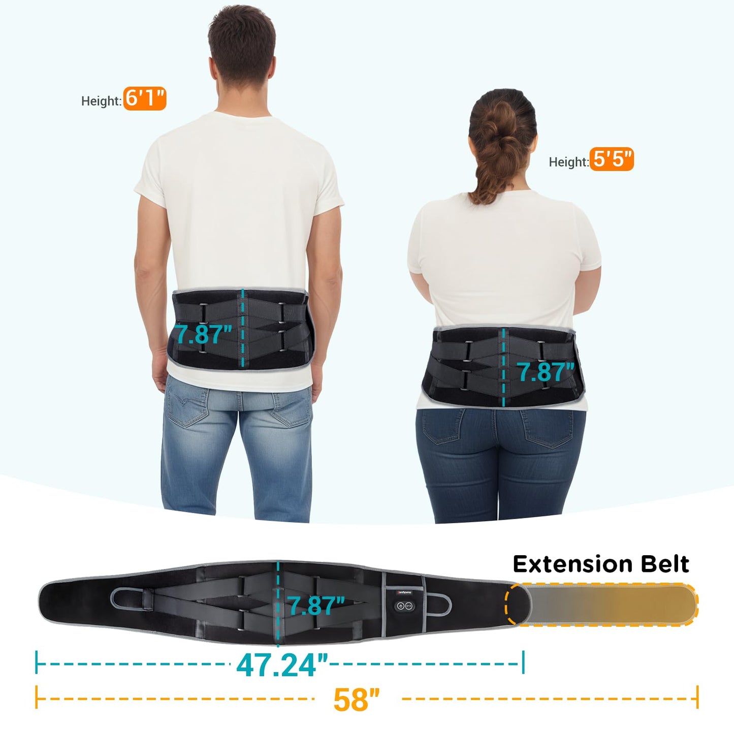 Comfytemp Cordless Heating Pad with Massager for Back, Portable Lower Back Massager FSA Eligible HSA Rechargeable Wireless Electric, Valentines Day Gifts for Her, Women Men Mom Dad, 3 Heat, 30mins Off
