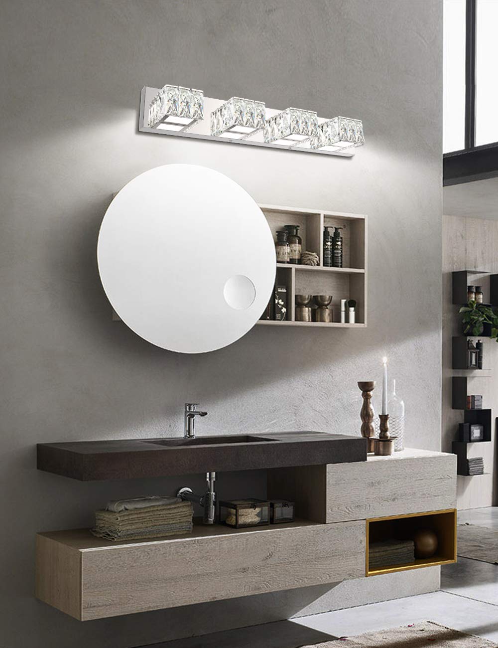 ZUZITO 4-Light Bathroom Vanity Light - Stainless Steel - Dimmable - 27.6in - Model Z7800-4T-6000k - Cool White Light