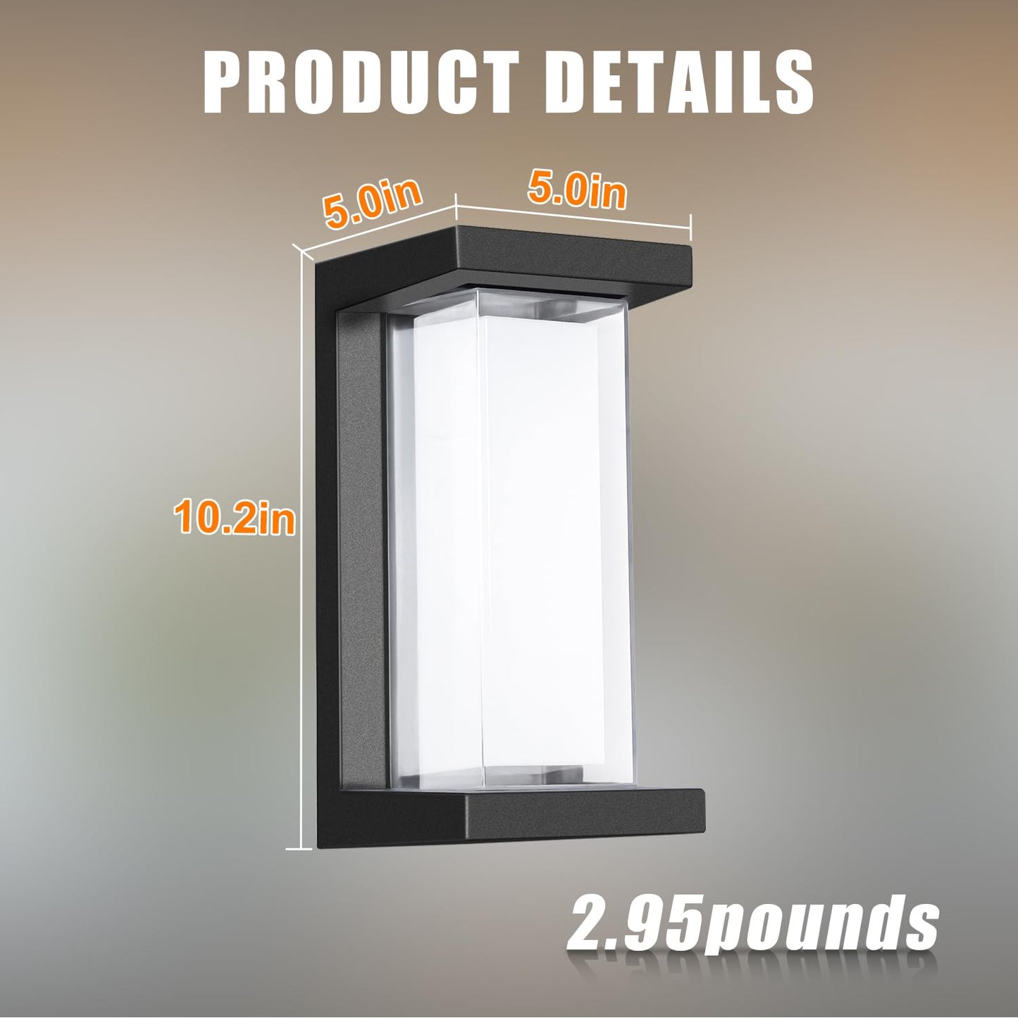Juyace Outdoor Porch Lights Wall Mount 18W 1800Lm Aluminum Black Warm White 2 Pack