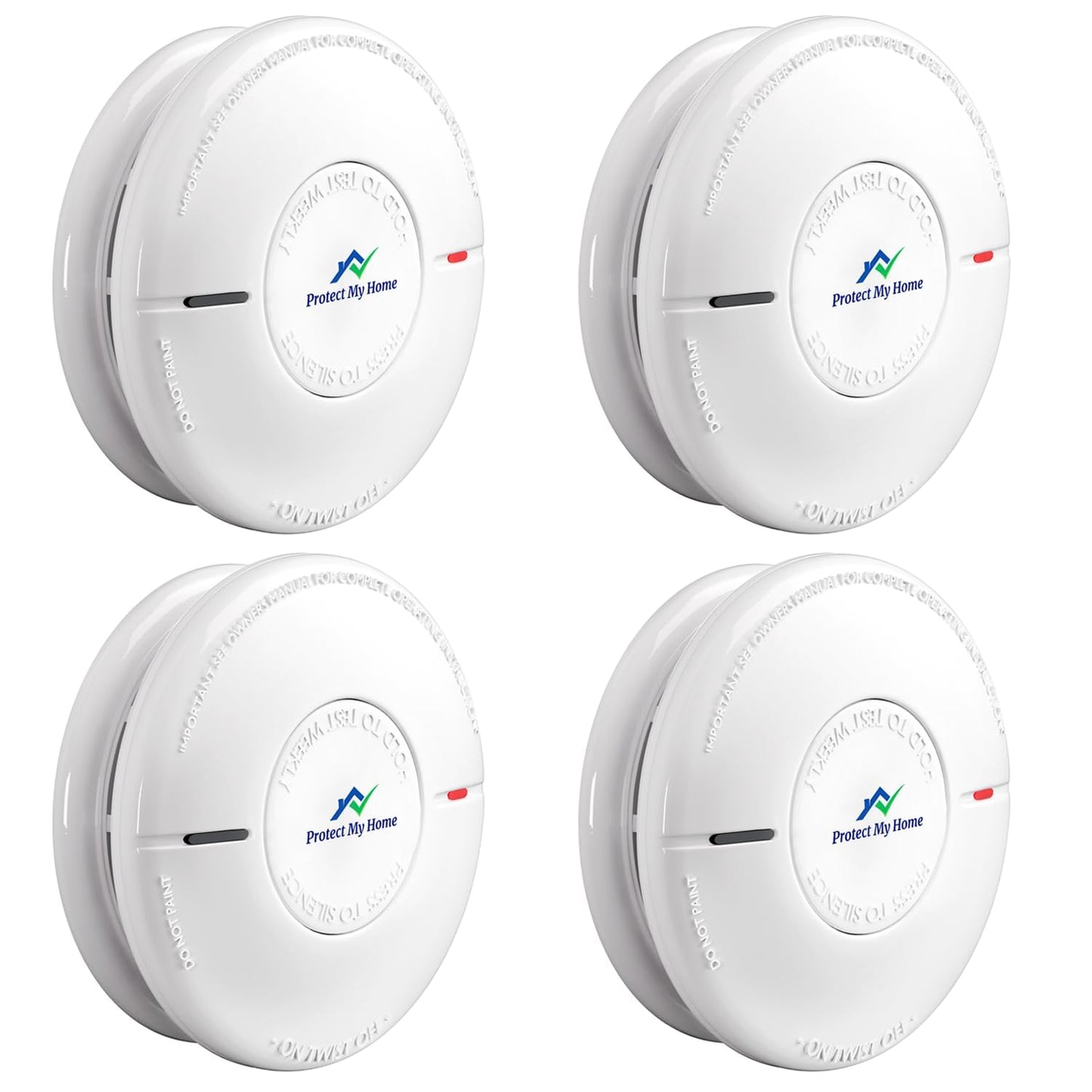 Protect My Home Smoke and Carbon Monoxide Detector Combo - CO & Smoke Alarm System with Hush Function, Self-Test Button, 10-Year Built-in Battery - Easy to Install, for Home & Office