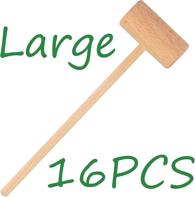 8.26" Wooden Crab Mallets Crab Hammers Lobster Seafood Crackers (16 pieces)