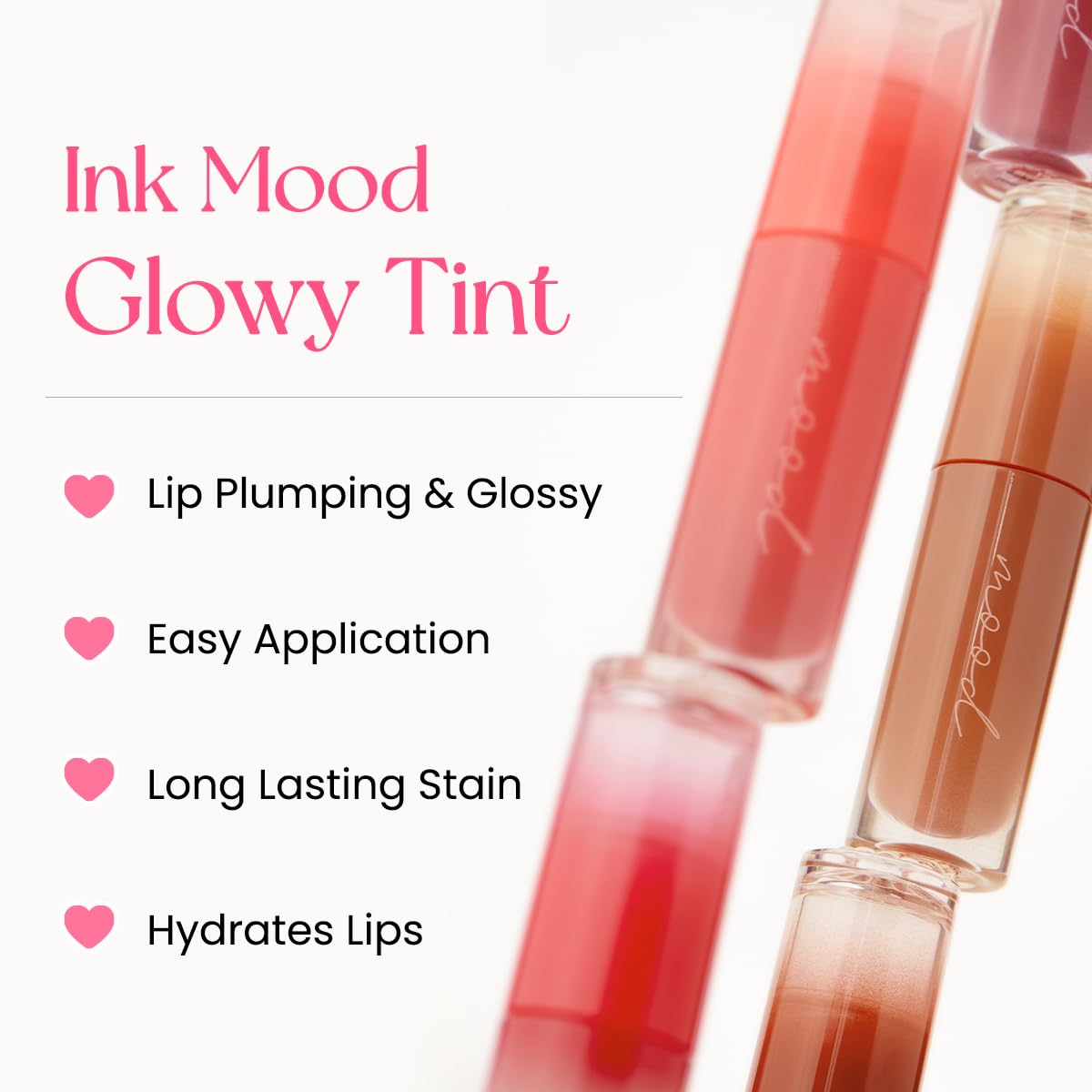 Peripera Ink Mood Glowy Tint, Lip-Plumping, Naturally Moisturizing, Lightweight, Glow-Boosting, Long-Lasting, Comfortable, Non-S