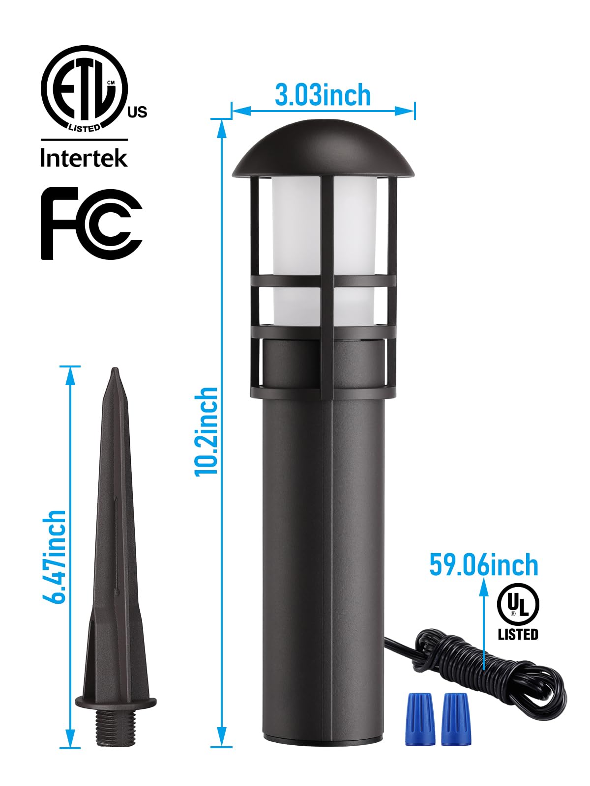 Leonlite 12-Pack Low Voltage Landscape Lights, 3W Cri90+ Waterproof Bollard, Bronze Aluminum, 4000K Cool White, Model 54016