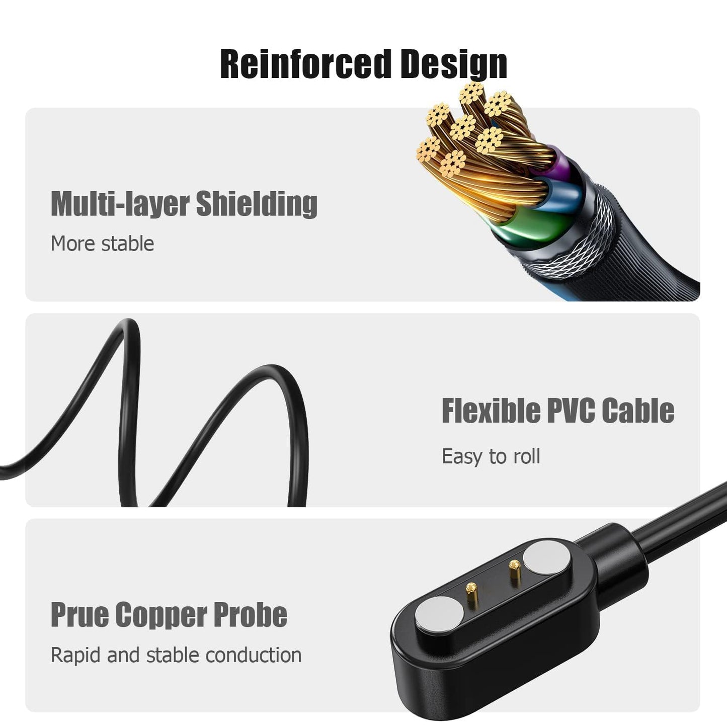 Compatible For Lige Smart Watch Charger, Magnetic Usb Replacement Charging Cable Compatible With Lige Smart Watch (Black, For Co