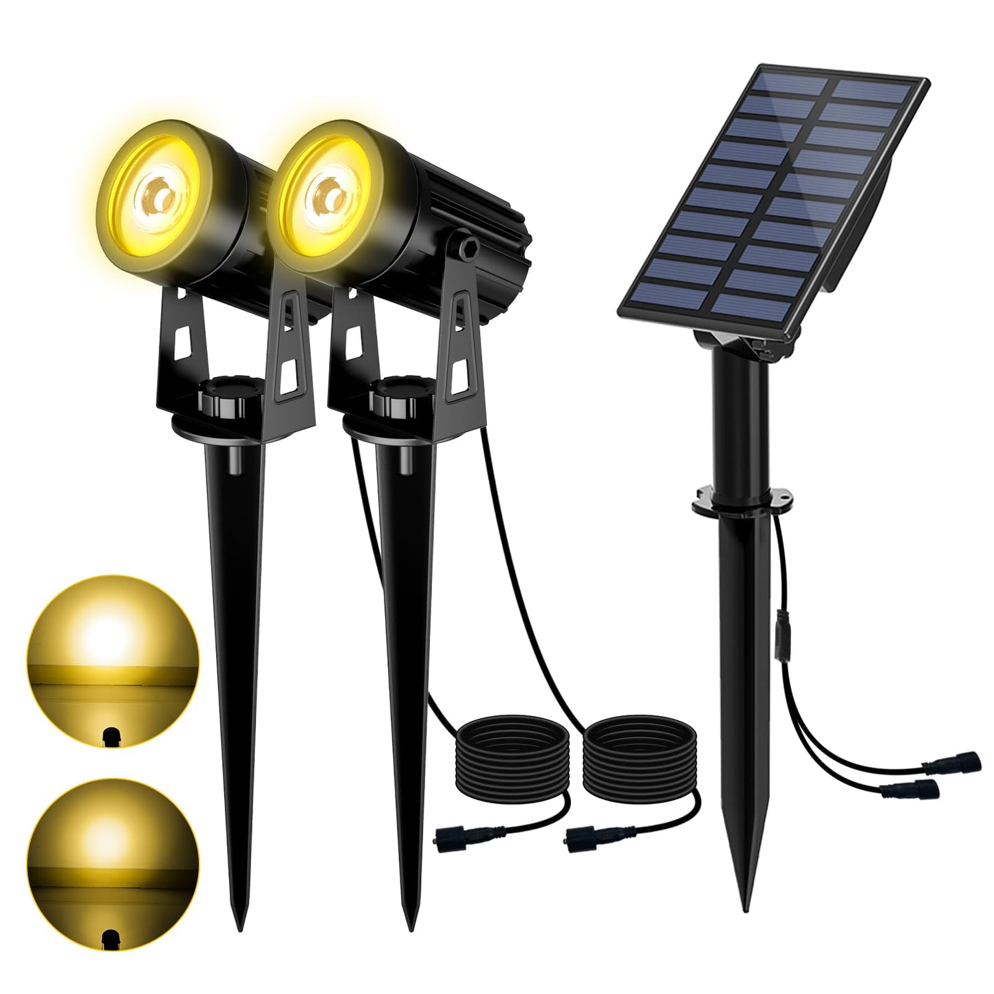 T-SUN Solar Spotlights Outdoor 2-in-1 LED Landscape Lights Warm White for Yard, Tree, Garden, Pond, Pool Area