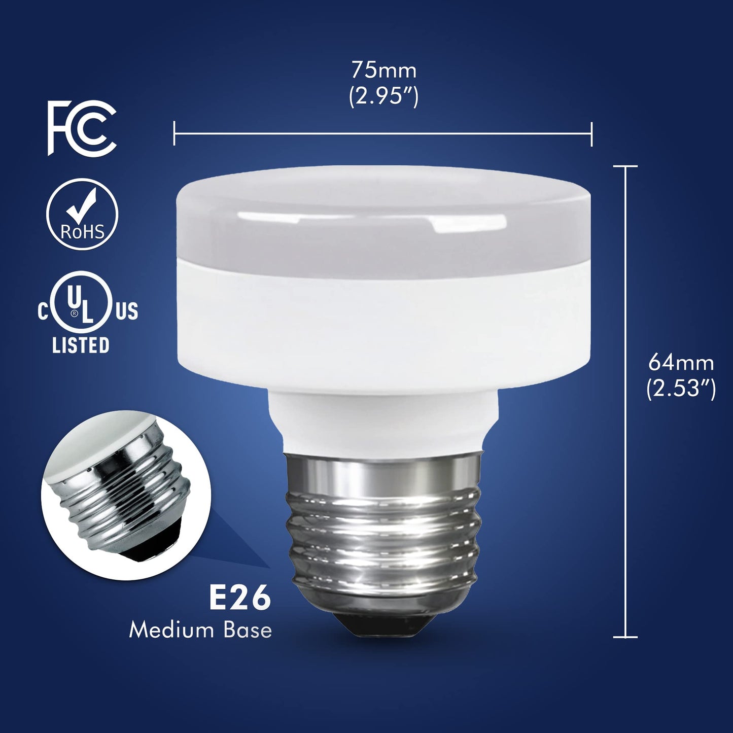 Xtricity LED Closet Puck Light Bulb, Dimmable, 800 Lumens, 4000K Cool White, E26 Base, 6 Count, UL Listed