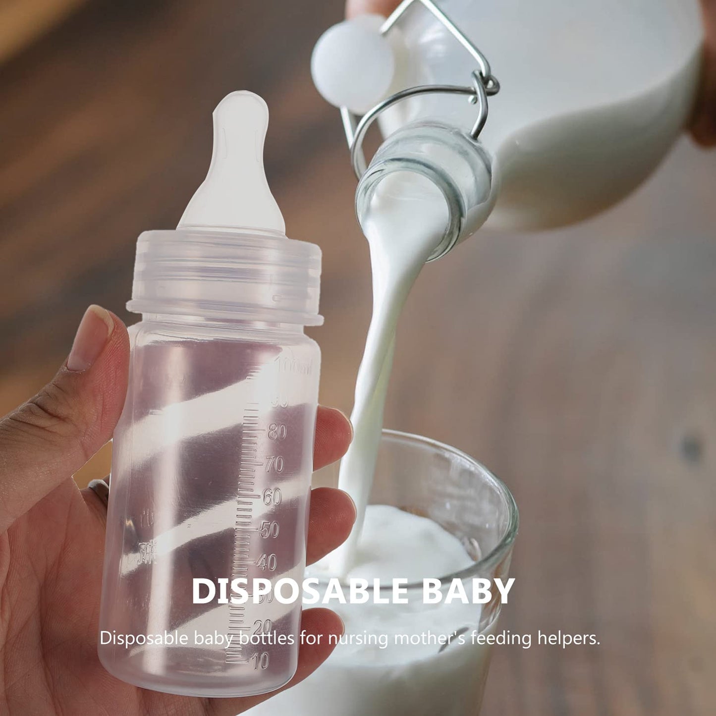EXCEART ewborn Disposable Milk Bottle 5Pcs Clear Scale Milk Powder Bottles Infants Baby Bottles with Nipple (White)