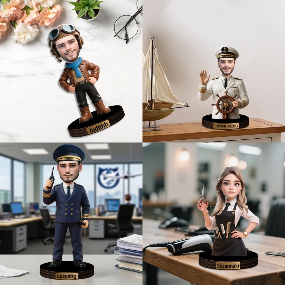 Personalized Golfer Caricature Figurine Desk Decor Plaque Custom Golf Lover Figurine Ornament Sign Golfer Photo Cartoon Portrait Name Plaque Gifts for Christmas Birthday Anniversary,03