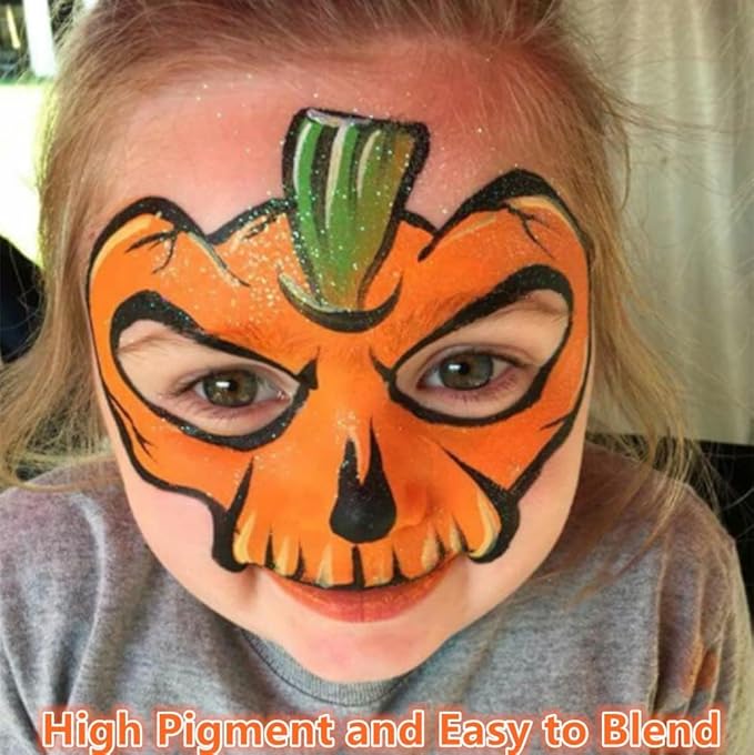 Go Ho Cream-Blendable Orange Face Paint Stick (1.06 Oz),Full Orange Body Paint for Adults Children Halloween Cosplay SFX Makeup,Waterproof Orange Eye Black Stick