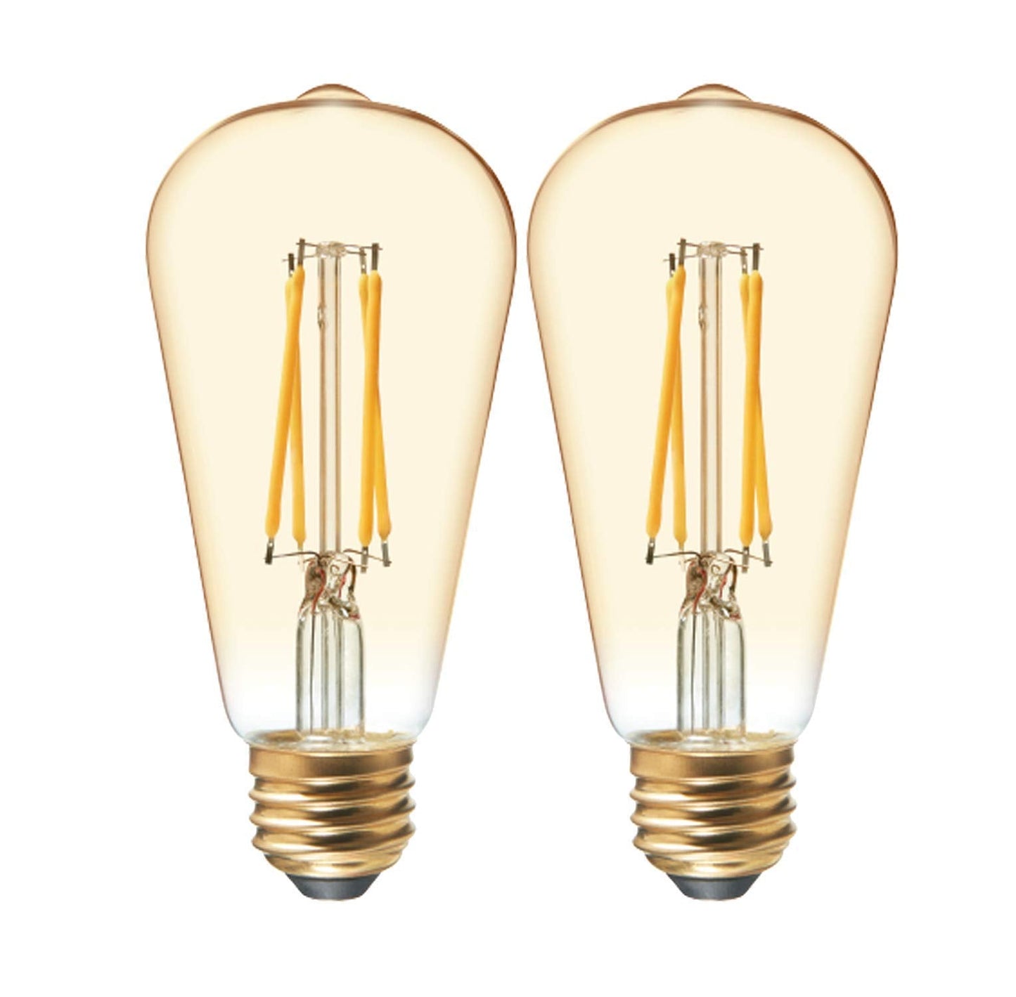 GE Vintage Edison LED Light Bulbs, 6W (60W Equivalent), Warm Candle Light, Amber Glass, Dimmable, 2 Count