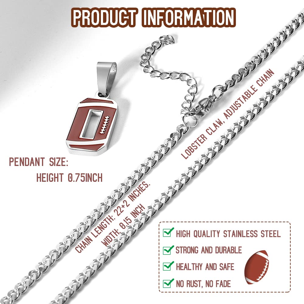 ZRAY Silver Stainless Steel Football Number Necklace, Unisex Jewelry with 22+2inch Chain, Inspirational Sport Gift for Men and W
