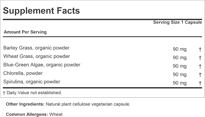 Andrew Lessman Green Foods Complex 180 Capsules – Supplies Building Blocks for Healthy Tissue Growth and Liver Support. 100 mg Each of Barley Grass, Wheat Grass, Blue Green Algae, Chlorella, Spirulina