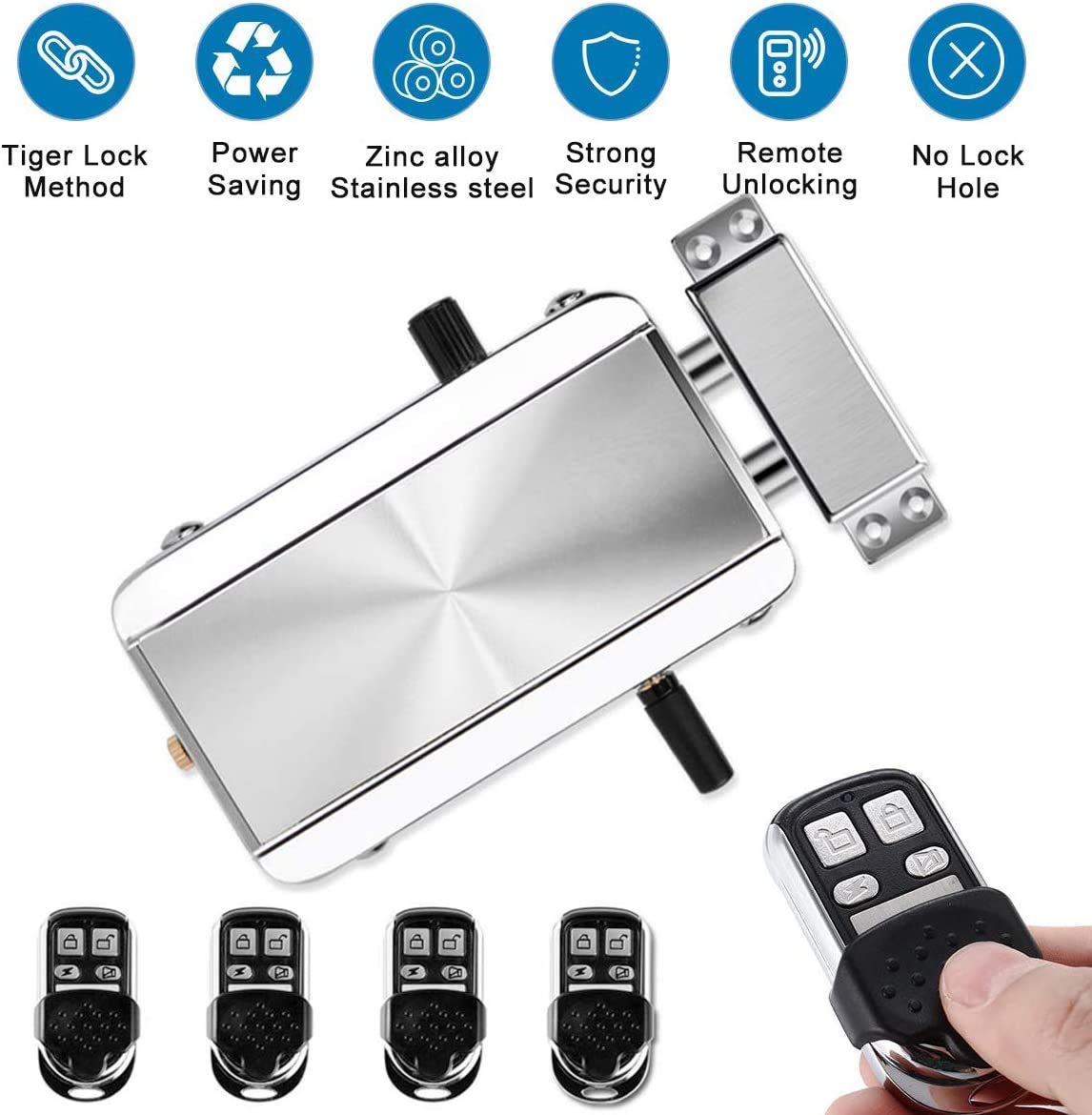 Electronic Deadbolt Door Lock, Smart Wireless Anti-Theft Home Security Keyless Deadbolt Access Control System with 4 Remote Control