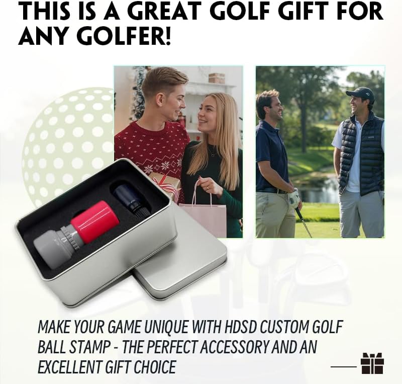 HDSD Custom Golf Ball Markers - Personalized Long Lasting, Includes Ink Bottle - 0.6in, 0.8in - Stand Out on The Course with Unique Markings - Golf Accessories Gift