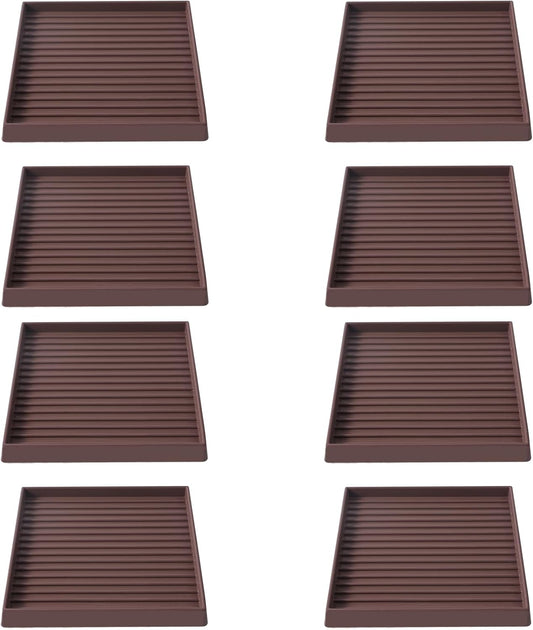 5x5 Square Rubber Furniture Caster Cups, Anti-Sliding Furniture Pads Bed Stopper Floor Protectors with Grip - Protect Any Flooring