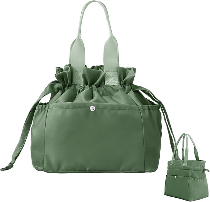 MEXS Lunch Bag for Women Reusable Drawstring Insulated Lunch Box Stain-Resistant Large Cinch Closure Lunch Bags for Work Office