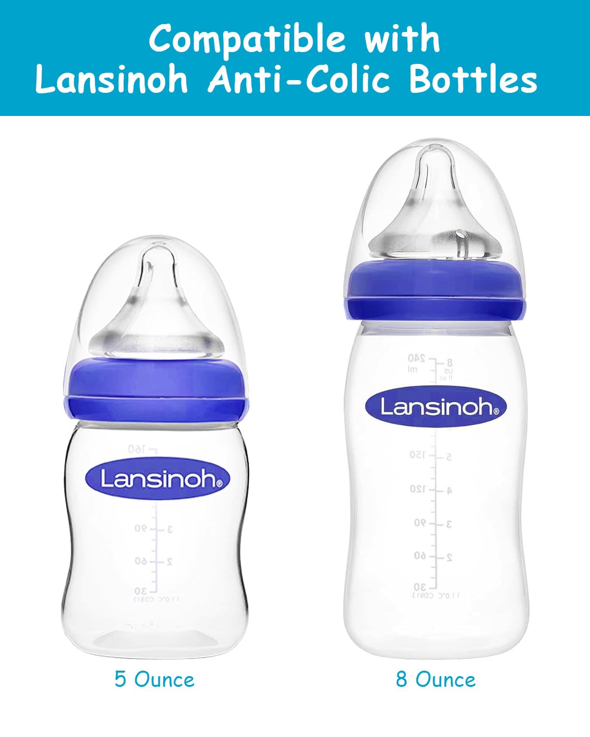 Sippy Spouts for Lansinoh Baby Bottles, Soft 100% Silicone Sippy Cup Nipples, Variable Flow, 6m+, 6 Count