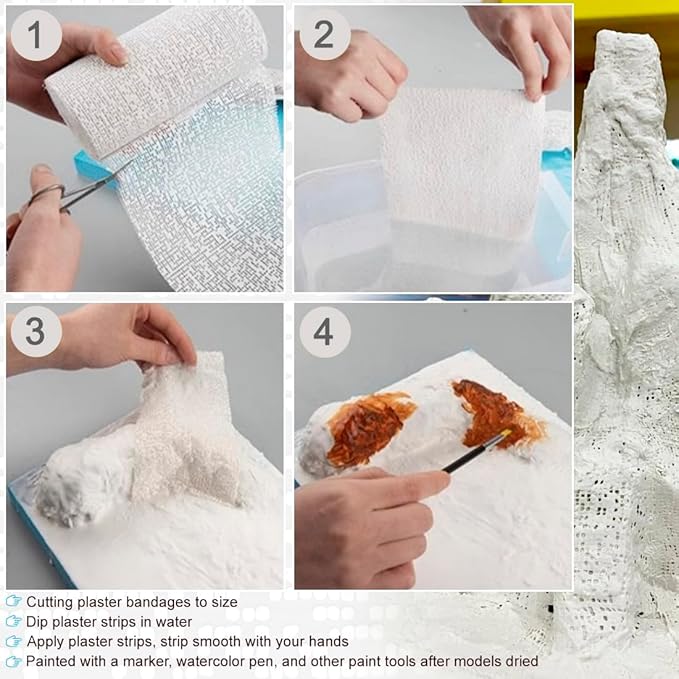 ZIIYAN Plaster Cloth Rolls for Hobby Crafts, 6” x 180” Plaster Gauze Bandages for Paper Mache Paste Sculptures, Belly Casting, Mask Making, Body Molds and Arts Projects