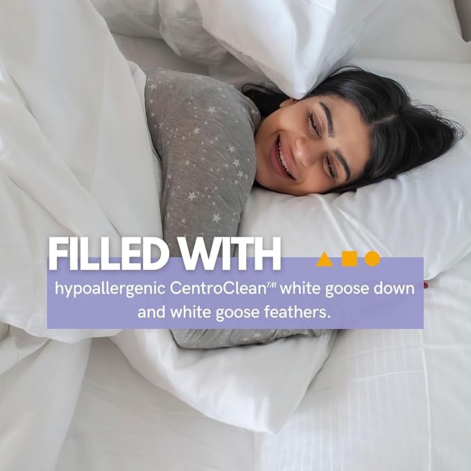Down Etc Rhapsody Wrap Luxury Hotel 235-Thread 100% Down-Proof Soft Preshrunk Cotton Fabric Hypoallergenic Goose Down & Feather Pillow, 1 Count (Pack of 1), White