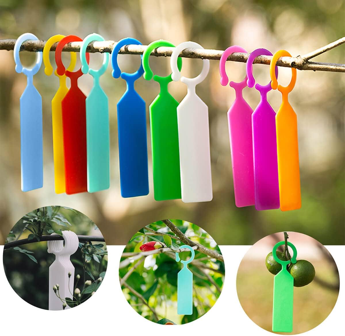 MHY 400 Pcs Thick Plastic Plant Labels - Garden Waterproof Plant Tree Tags - 4.3 inch Color Hanging Plant Markers for Plants, Potted Plants, Nurseries, Trees，Gardening（White）