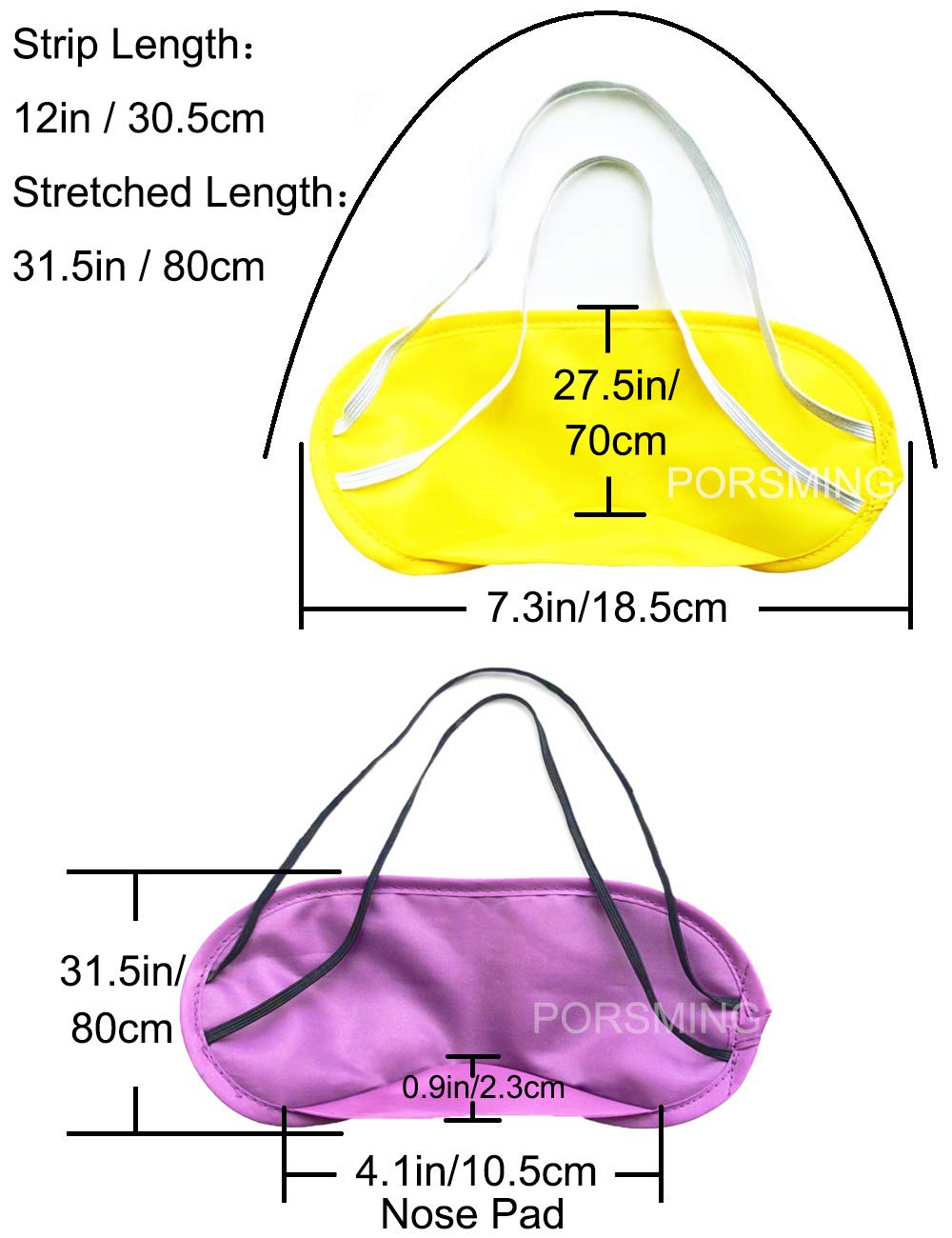 Eye Mask Sleep Masks Pack of 36 PorsMing Sleeping Mask Blindfold Eye Cover Team Building Games Party with Nose Pad and Adjustable Strap for Women Men Kids 4 Layers Colors (18 Color 36 Pieces)