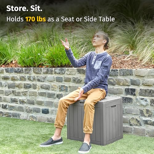 EAST OAK Outdoor Storage Box, 31 Gallon Deck Box Indoor and Outdoor Use, Waterproof Resin Storage Bin for Package Deliver...