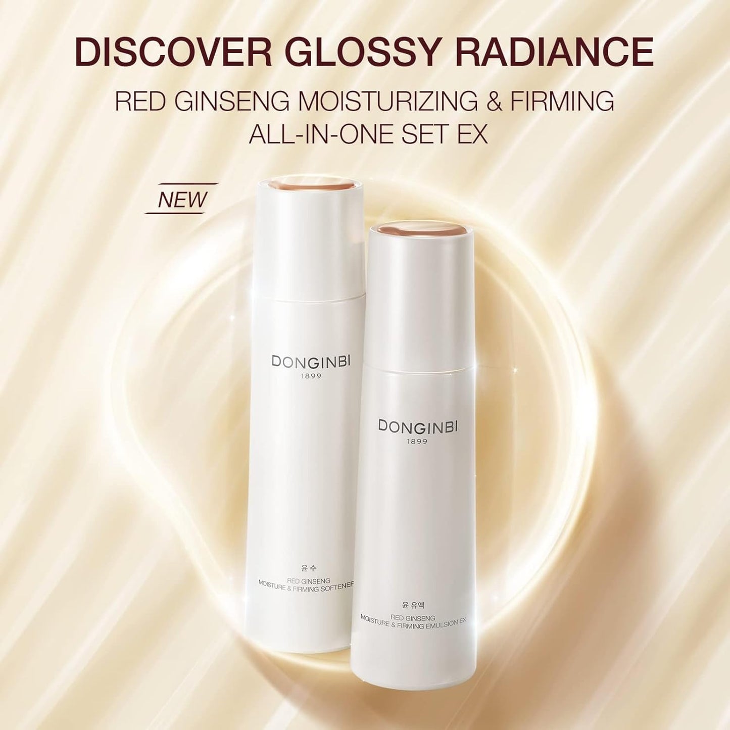 Donginbi Red Ginseng Moisturizing & Firming Set EX, Anti-Aging Korean Skin Care, Routine Kits for Smooth, Radiant Skin