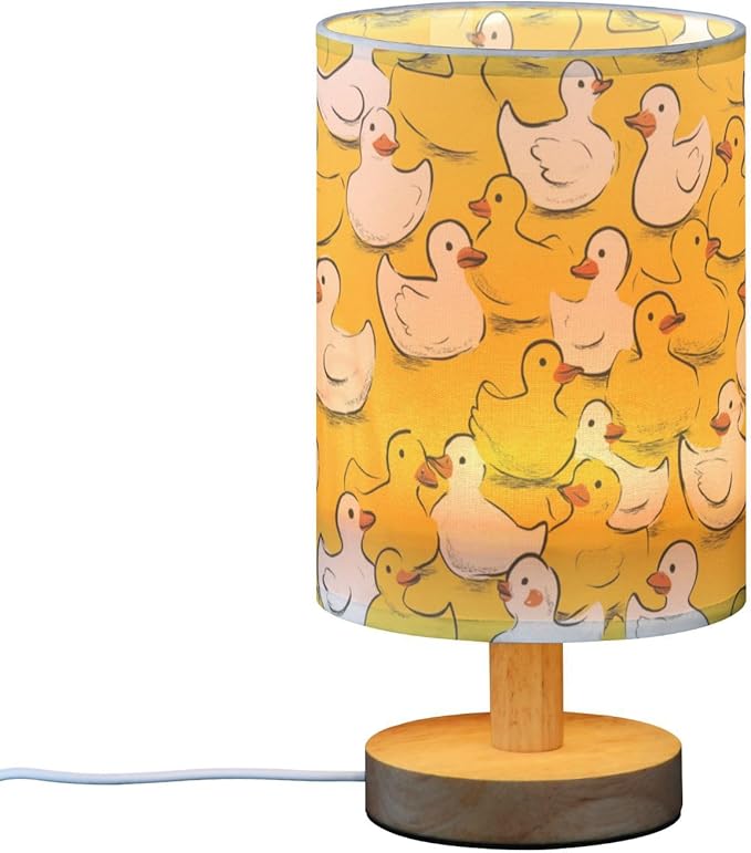Yellow Duck Ducky Table Lamp for Bedroom Bedside Lamp Desk Lamps Cylinder Nightstand Lamp for Living Room Office Decor