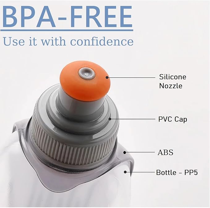 Water Bottle for Running No Bounce Water Bottle with Clip and Cover Cap,BPA-Free Plastic, 8.8oz (250ml) for Running/Marathon/Walking/Hiking/Cycling/Trail/Skiing (2 Pack)