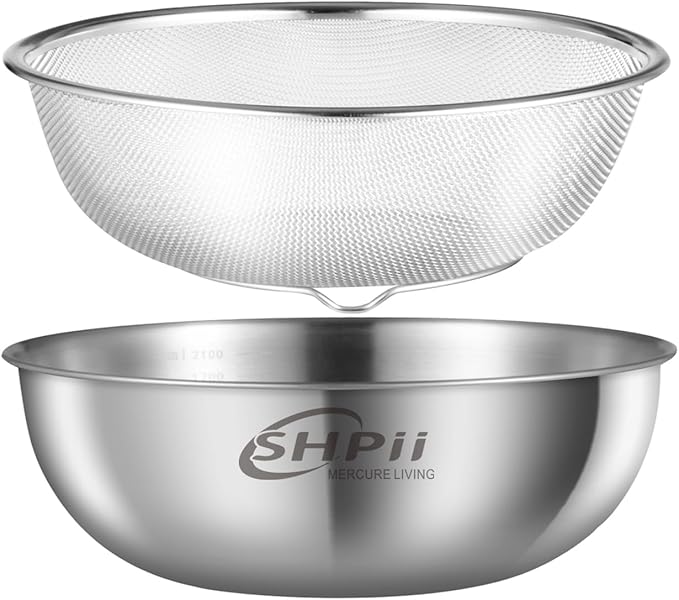 Thickened Stainless Steel Drainer Basket Set Home Essentials Kitchen Multifunctional Drainage High Temperature Resistant Freezer (9.45 inch)