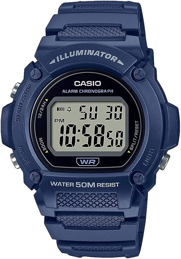 Casio W219H Series | Men’s Digital Watch | 50M WR | LED Illuminator | 100 SEC Chronograph | 1/100 SEC Stopwatch | Daily Al...