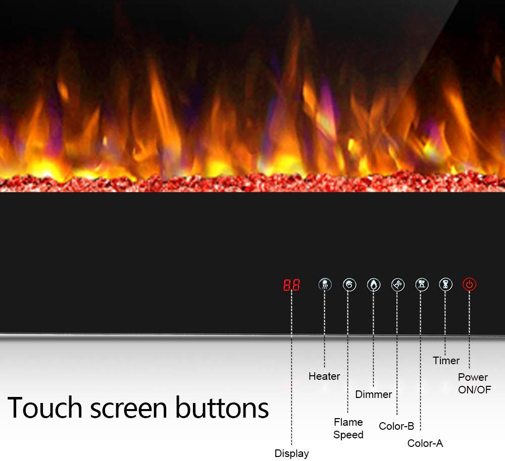 Antarctic Star 36 Inch Electric Fireplace In-Wall Recessed And Wall Mounted, Fireplace Heater And Linear Fireplace With Multicol