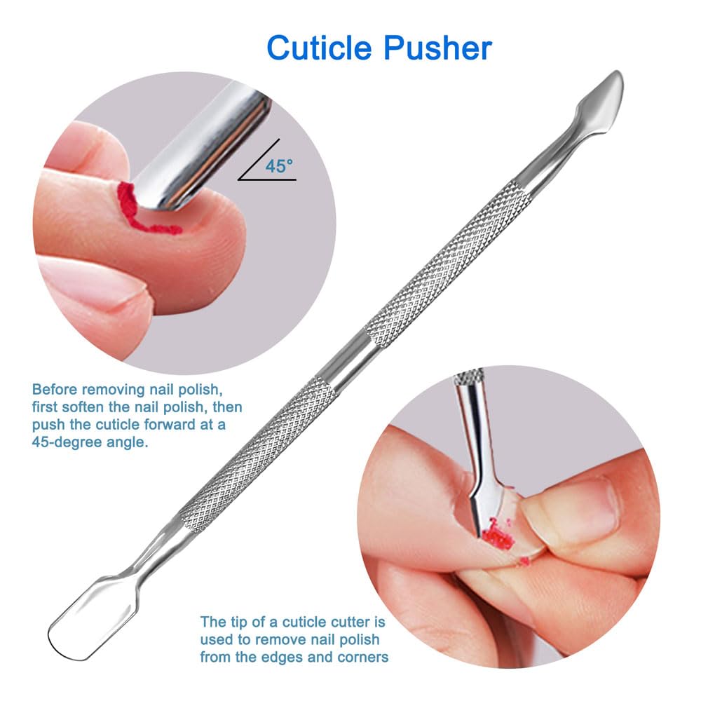 HIFAU Professional Cuticle Nippers Set, Stainless Steel Manicure Kit - Cuticle Nipper, Cuticle Pusher & Cutter, Triangle Nail Po