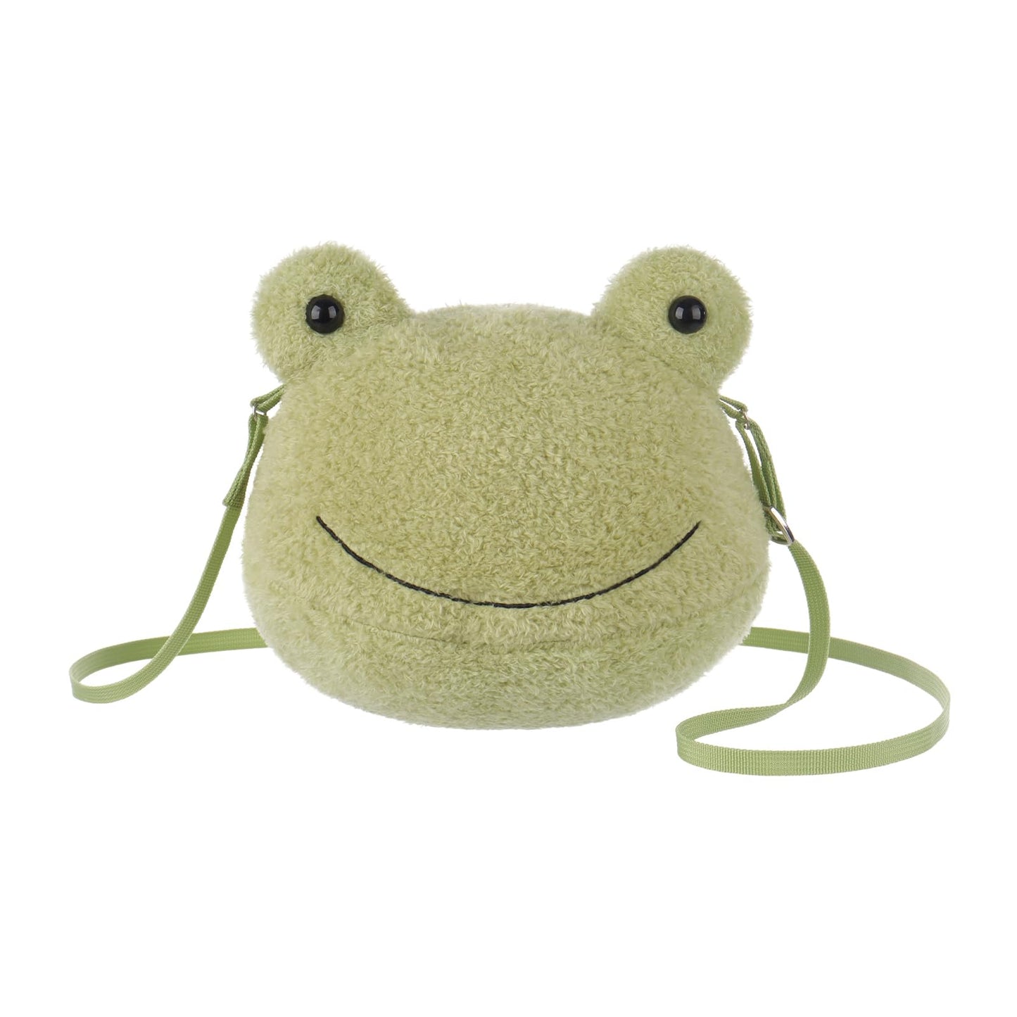Apricot Lamb Velvet Frog Shaped Crossbody Plush Purse for Toddlers and Teen Girls, Stuffed Animal Shoulder Bag, Kids Fashion Handbags, 8.7 Inches