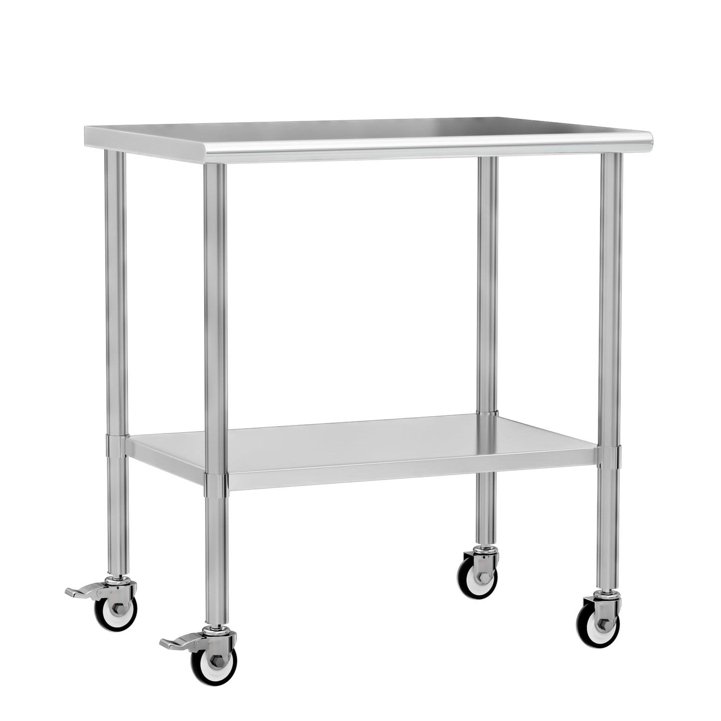 Chingoo Stainless Steel Work Table with Wheels, 24x36 Inch NSF Kitchen Prep Table with Adjustable Undershelf for Commercial Restaurant, Garage, Outdoor BBQ