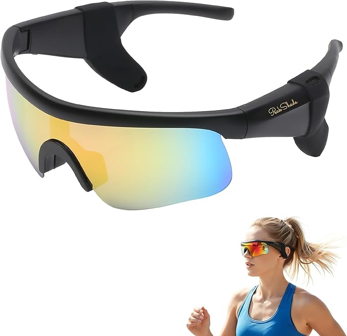 Smart Glasses for Men & Women, Bluetooth 5.3 Sports Sunglasses with Hands-Free Calls, Open-Ear Speaker, Polarized UV400, I...