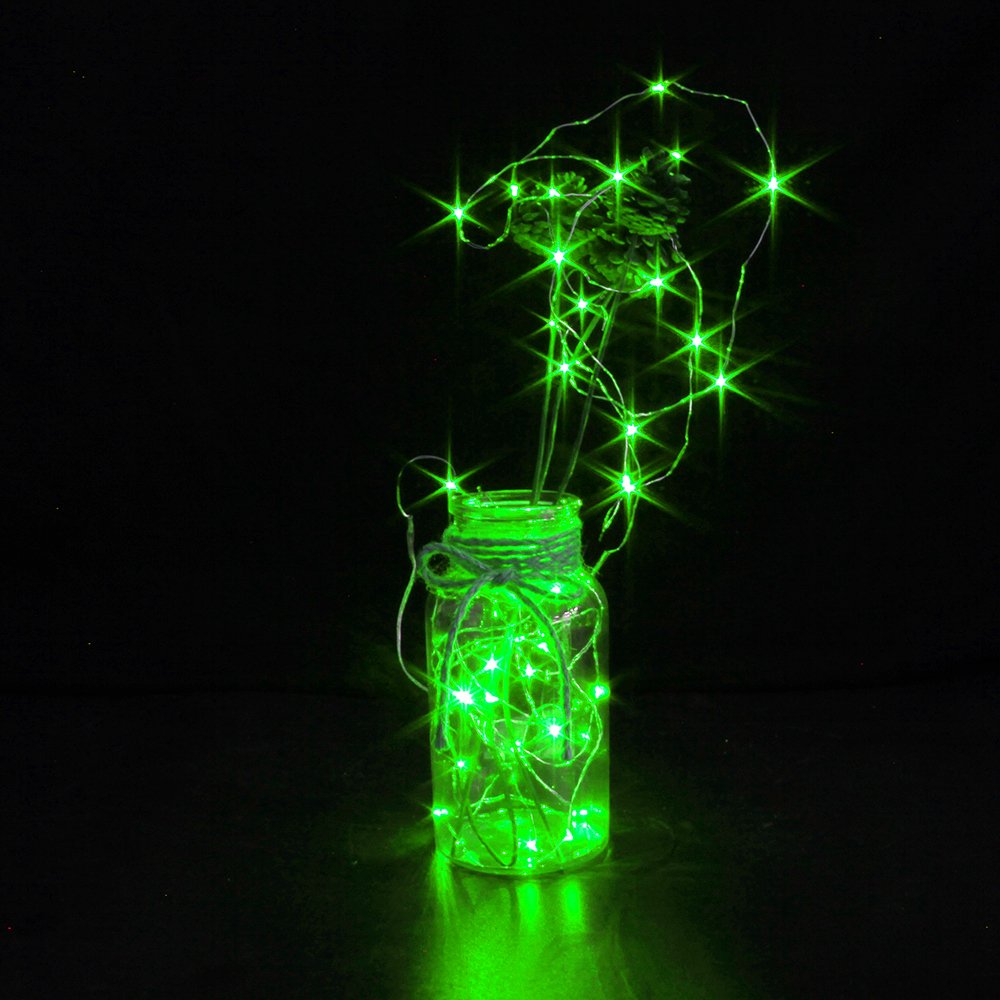 CYLAPEX 6 PCS Green Fairy Lights, Battery Operated Micro LED String Lights on 3.3ft Copper Wire for Christmas Wedding Party Decor