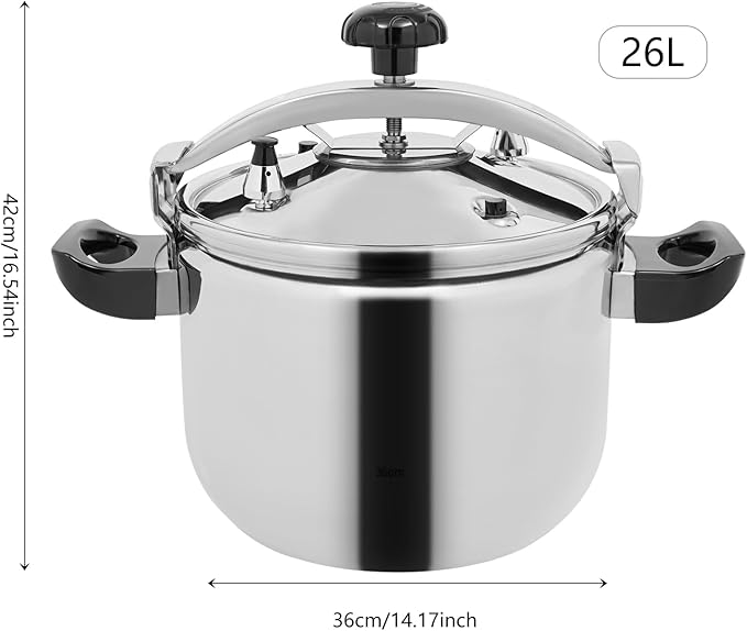 Pressure Cooker, 26L/27.47 Qt Stainless Steel Pressure Stewing Pot, Tabletop/Cooktop 60Kpa High Pressure Cooking Pot, Suitable for Open Fire, Induction Cooker, Electric Stove, Gas Stove (26L)