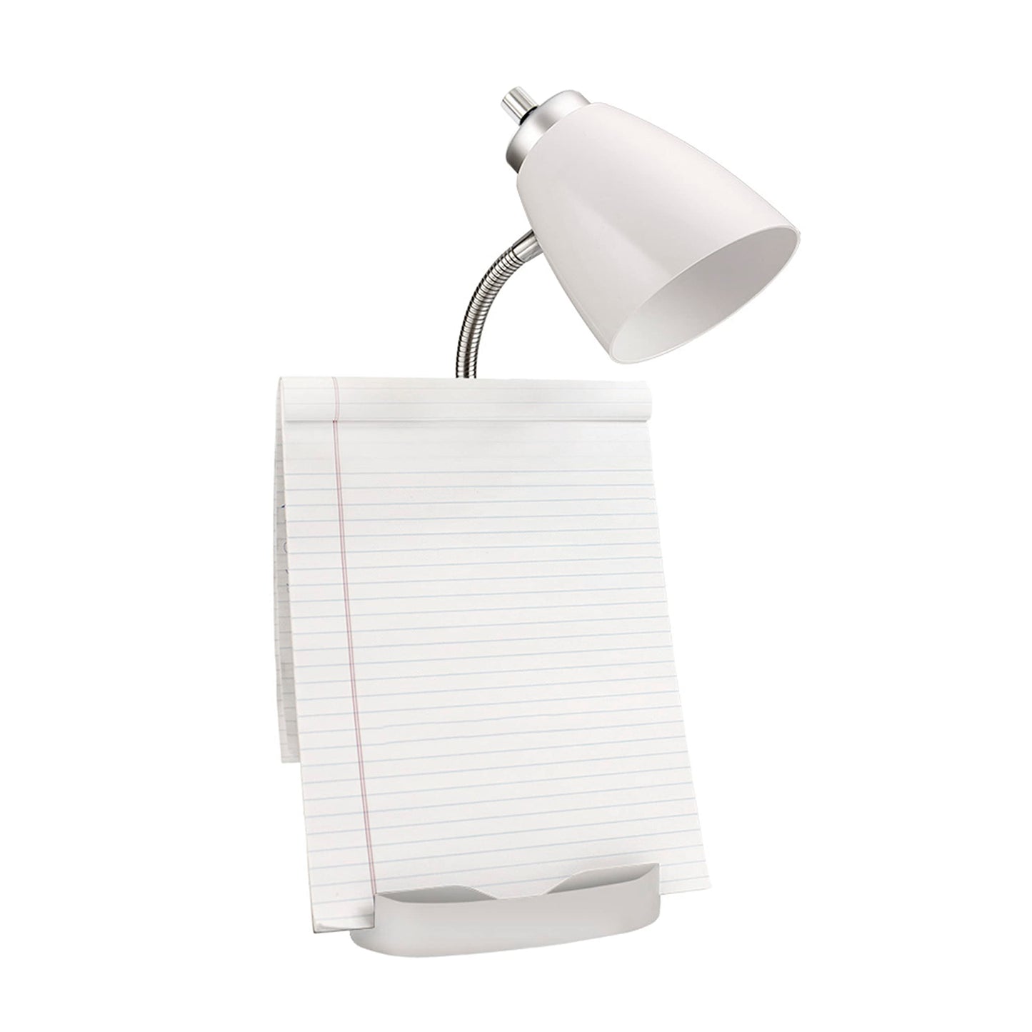 Simple Designs Gooseneck Desk Lamp With Ipad Holder, White, Abs Plastic, Model Ld1002-Wht, Pack Of 1