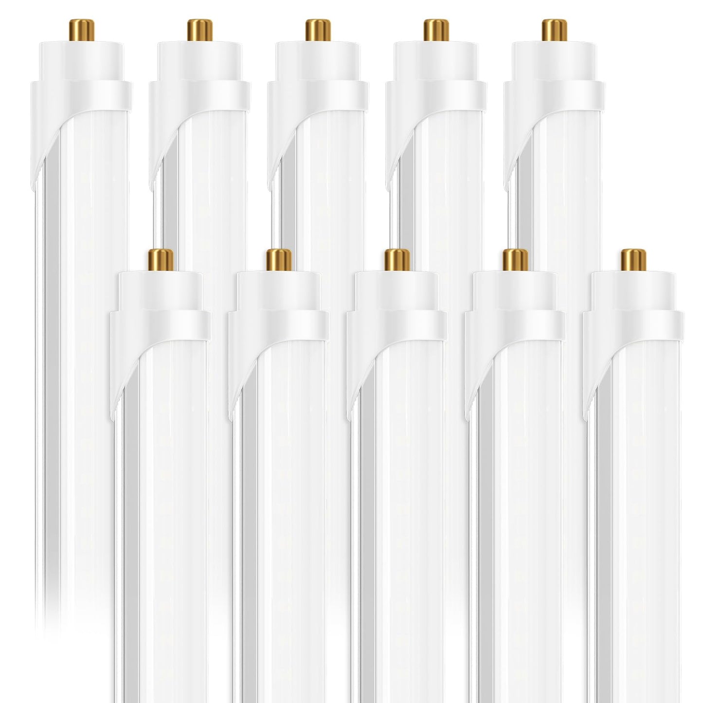 Onlylux 8Ft Led Tube Light, 10 Pack, 6500K Daylight, Milky Cover, F96T8/F96T12 Replacement, 100W Fluorescent