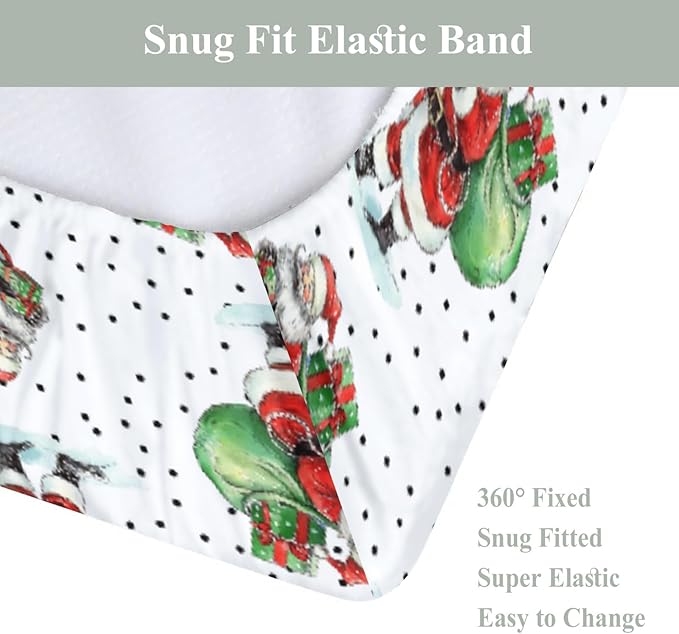 Vintage Christmas Santa Claus Gifts Baby Changing Pad Covers for Boys Girls Cute Santa Fitted Changing Table Cover Mats Winter Holiday Festive Soft Diaper Change Table Cover Sheets 32''×16''