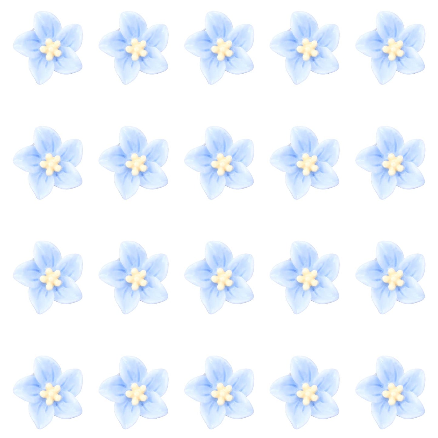 Wecoe Small Decorative Blue and Yellow Flower and Lily Hair Clips - 20 Pcs Cute Tiny Mini Accessories for Women, and Weddings