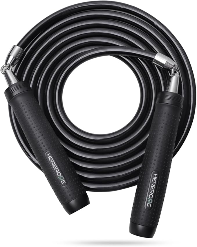 Weighted Jump Rope 1LB for Men & Women - Heavy Duty 11mm Steel Cable, Metal Handles with Smooth Spin, Comfortable Grips & ...